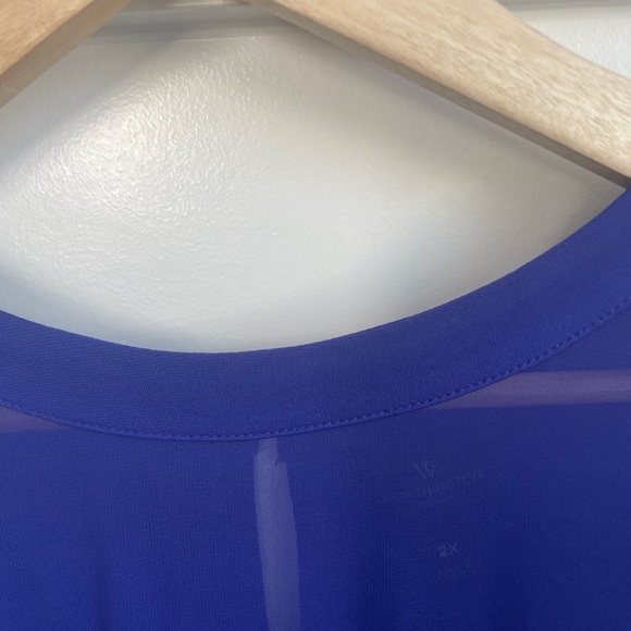 Royal blue shirt with sheer upper chest panel and sleeves. Sz 2x - Picture 8 of 9